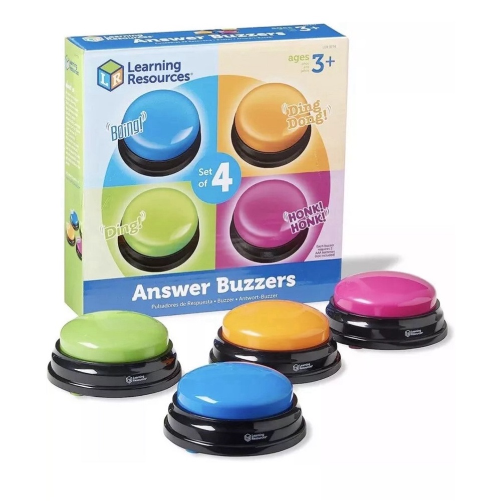 Learning Resources Answer Buzzers Set of 4, Ages 3+ Pre-Recorded Educational